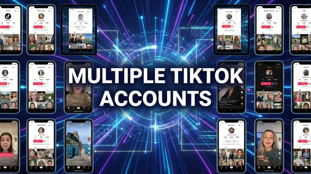 showing how to manage multiple TikTok accounts using OkkProxy for secure IP switching