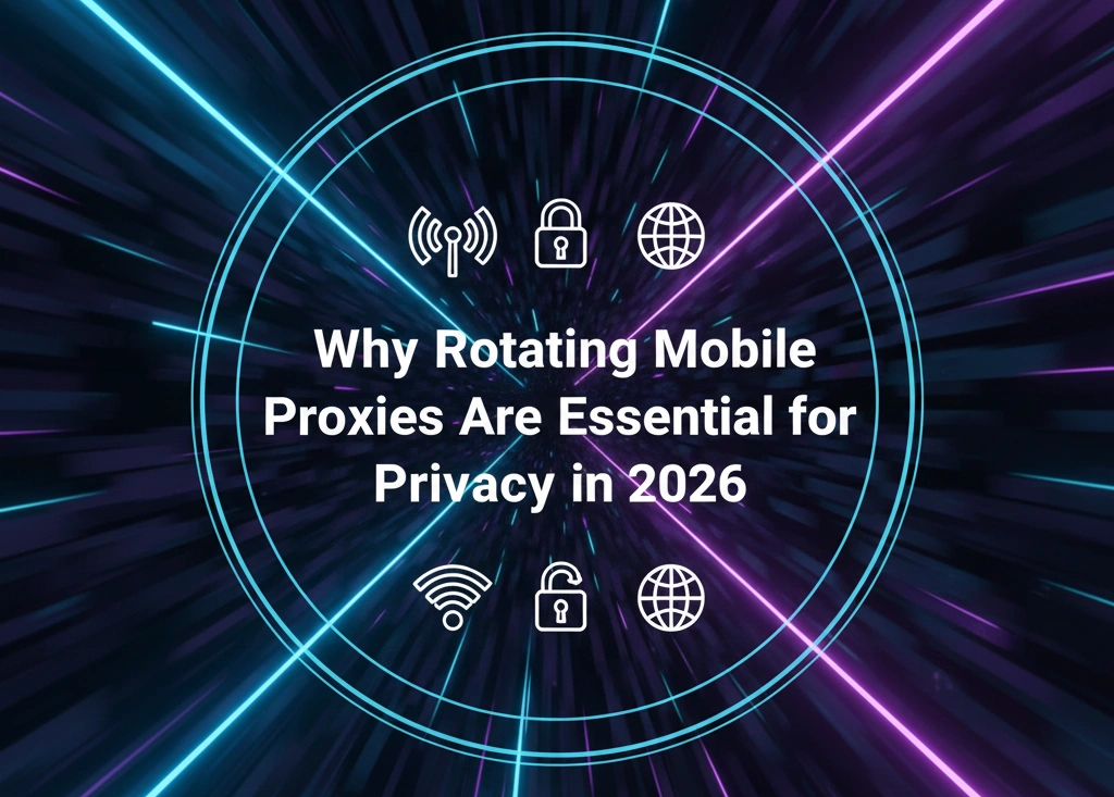 Mobile proxies protecting data privacy on smartphone illustration