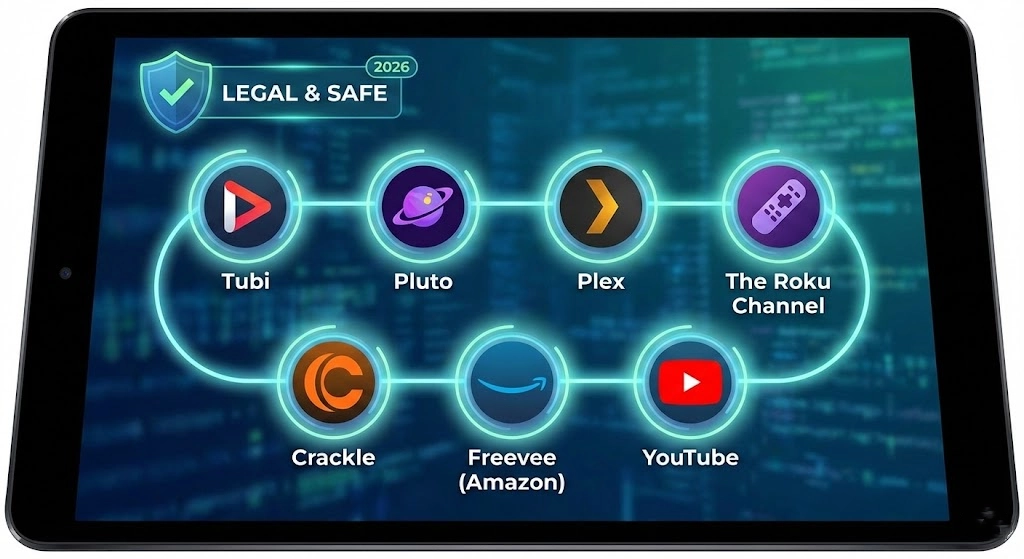 Illustration of a judge's gavel over a movie screen symbolizing copyright law and the legality of using 123Movies alternatives in 2026