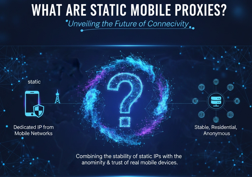 Static mobile proxies diagram explained by OkkProxy guide