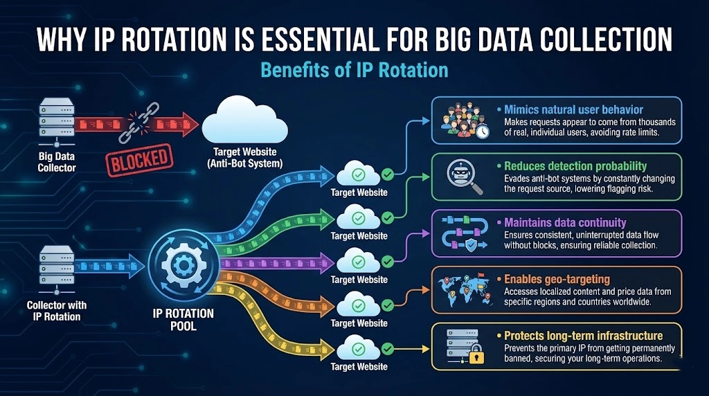 Why IP rotation is essential for big data collection with OKKProxy