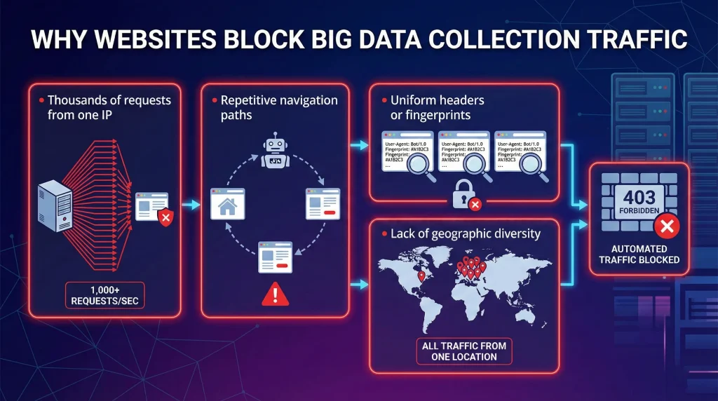 Why websites block big data collection traffic and how OKKProxy helps avoid detection