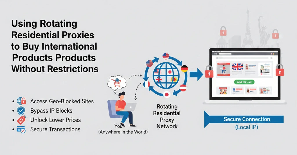 Rotating residential proxies enable unrestricted international shopping, guided by OkkProxy.
