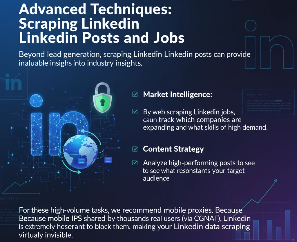 Use OKKProxy rotating mobile proxies to scrape LinkedIn posts and job listings