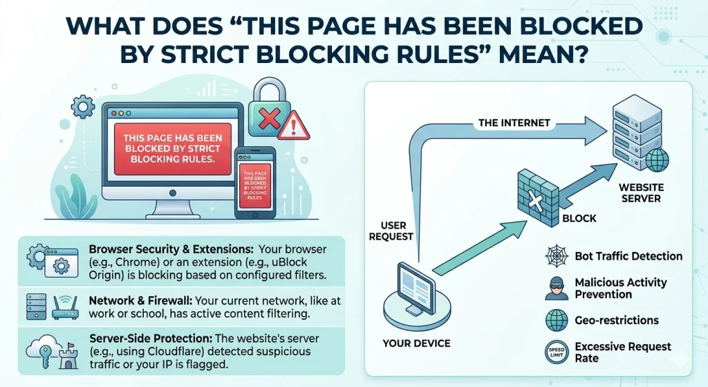 What “This Page Has Been Blocked by Strict Blocking Rules” Means – OKKproxy Explanation