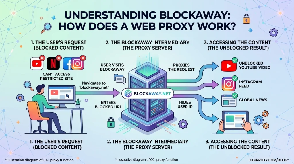 What is BlockAway and how it works explained by OKKProxy