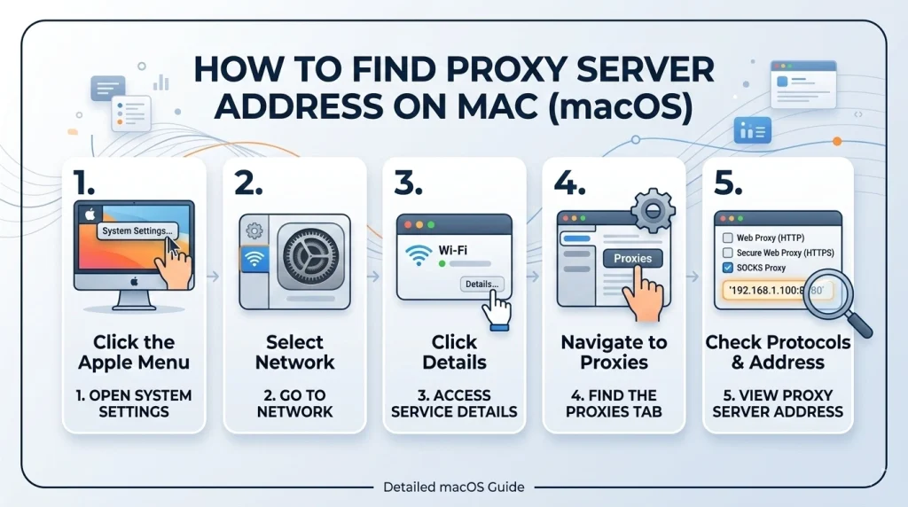 How to find proxy server address on Mac - Guided by OkkProxy