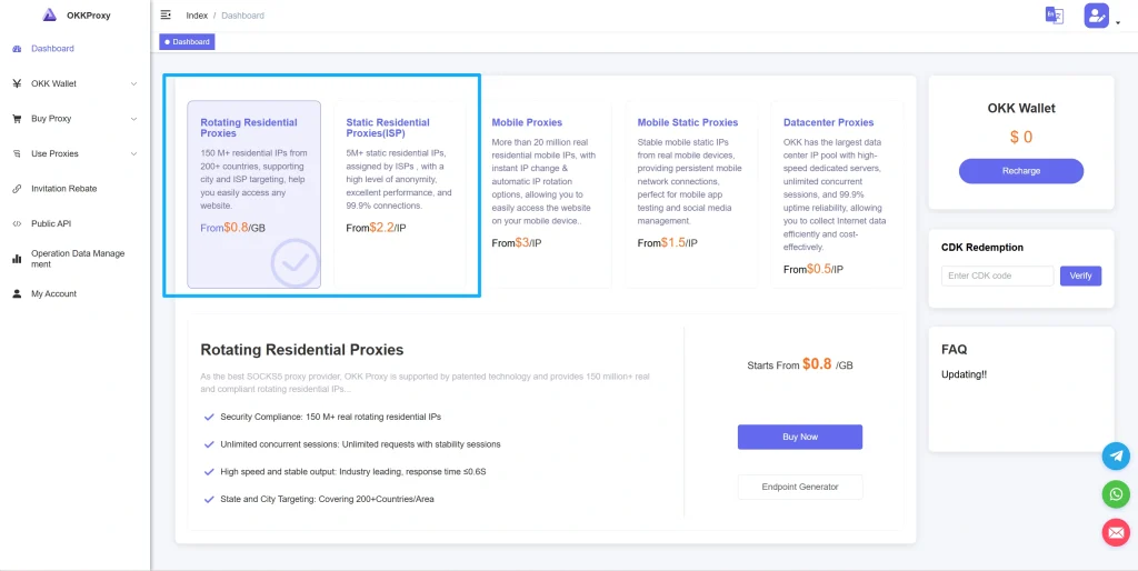 OKKProxy rotating and static residential IP for sneakers