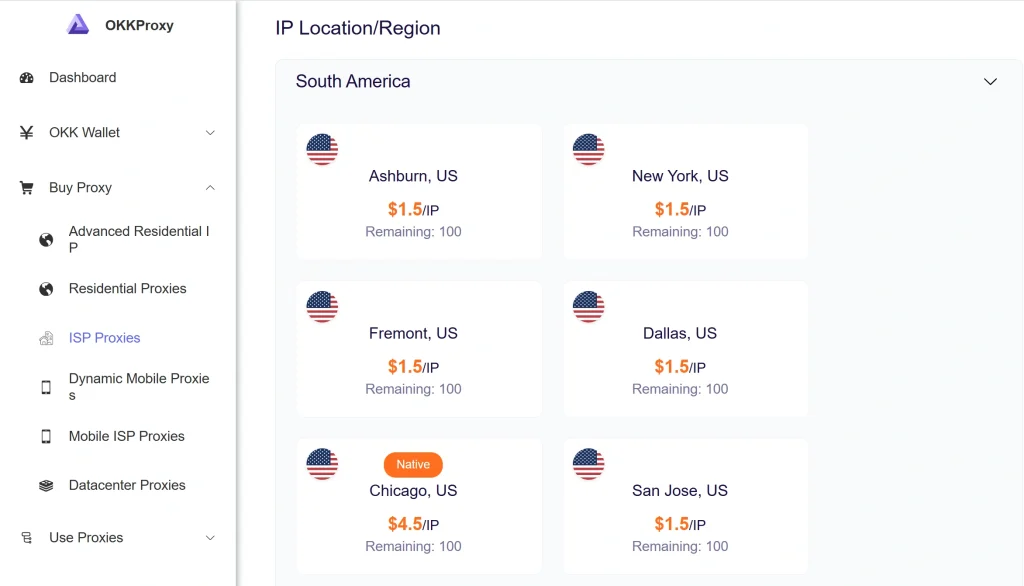 Okkproxy USA proxies price plan comparison