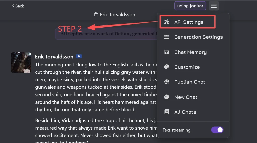 How to configure proxy on Janitor AI – select API settings