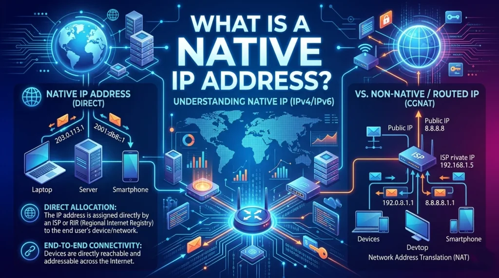 What is a native IP address - OkeyProxy guide visual