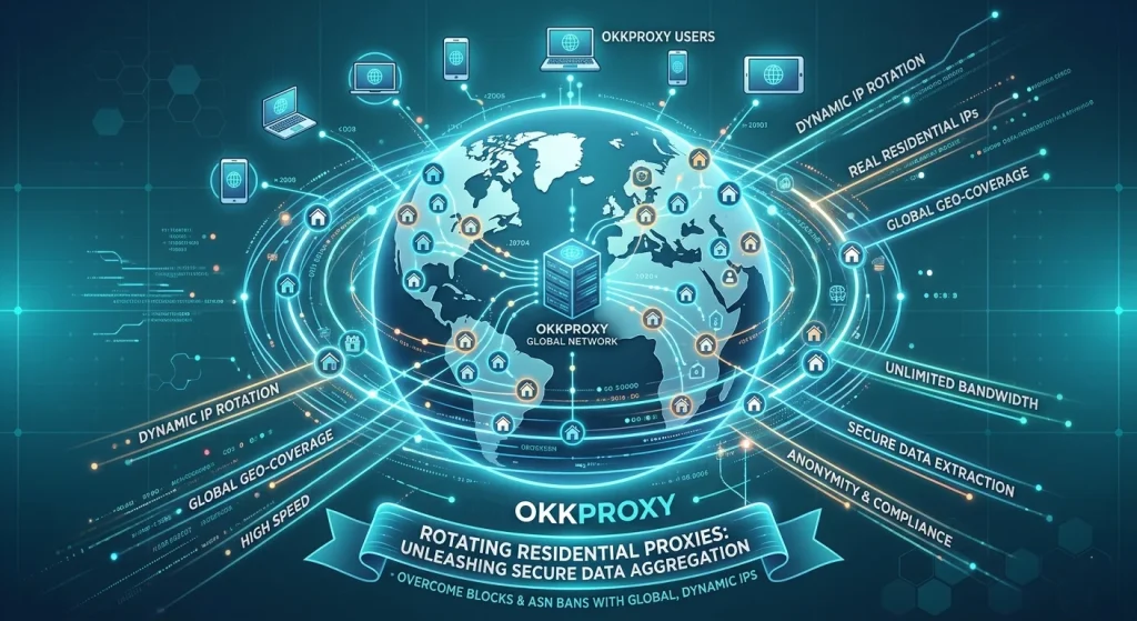 What is a rotating residential proxy – OKKProxy guide illustration