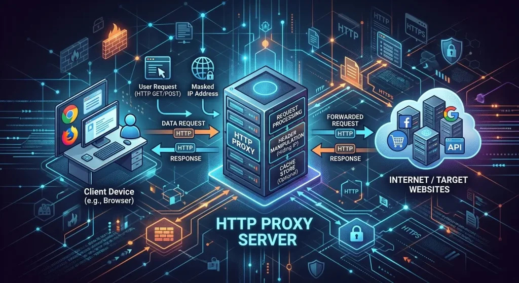 OKKProxy guide illustration explaining what an HTTP proxy is