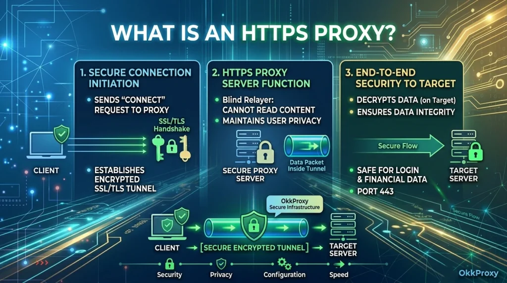OKKProxy guide explaining what an HTTPS proxy is and how it works