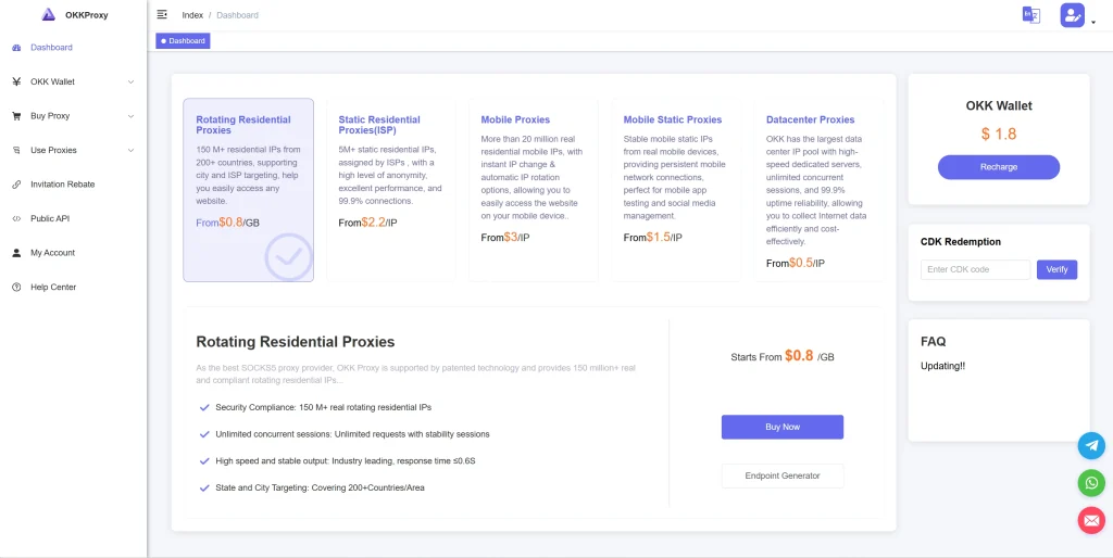OKKProxy residential and mobile proxies for Discord scrapers