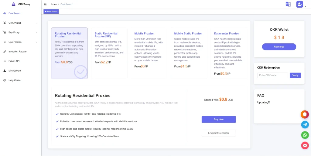 OKKProxy residential proxy pricing plans and cost overview
